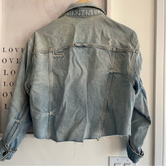 Sold  Free People cropped distressed denim jacket - Picture 2 of 4